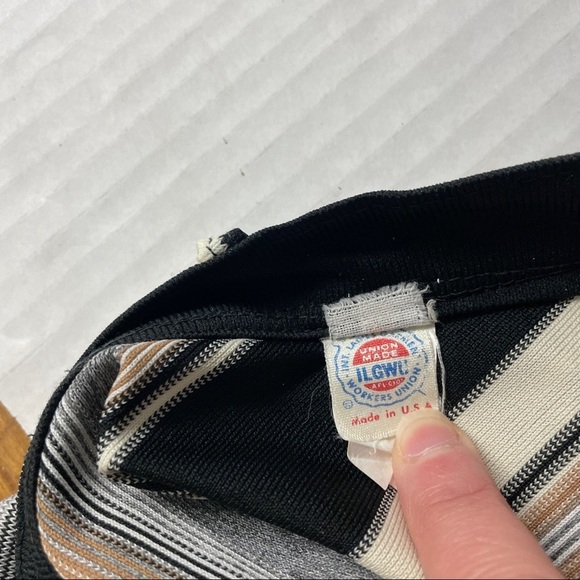 VINTAGE Black and Brown Striped Unlined Skirt Size 11/12 (XS) - Picture 8 of 9